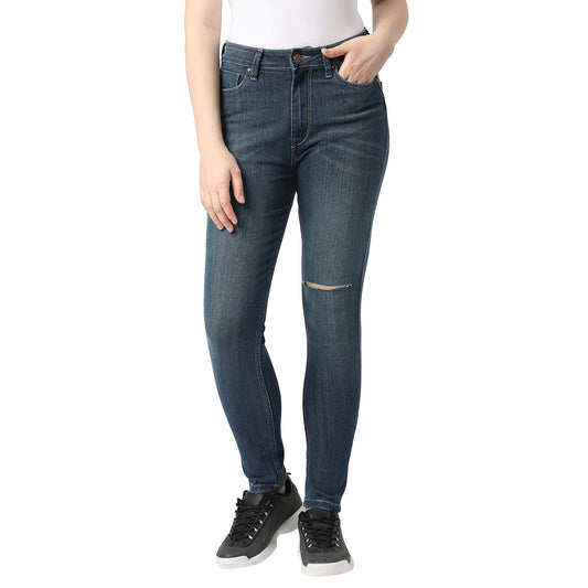 Pepe Jeans Women's High Rise Skinny Fit Jeans Blue