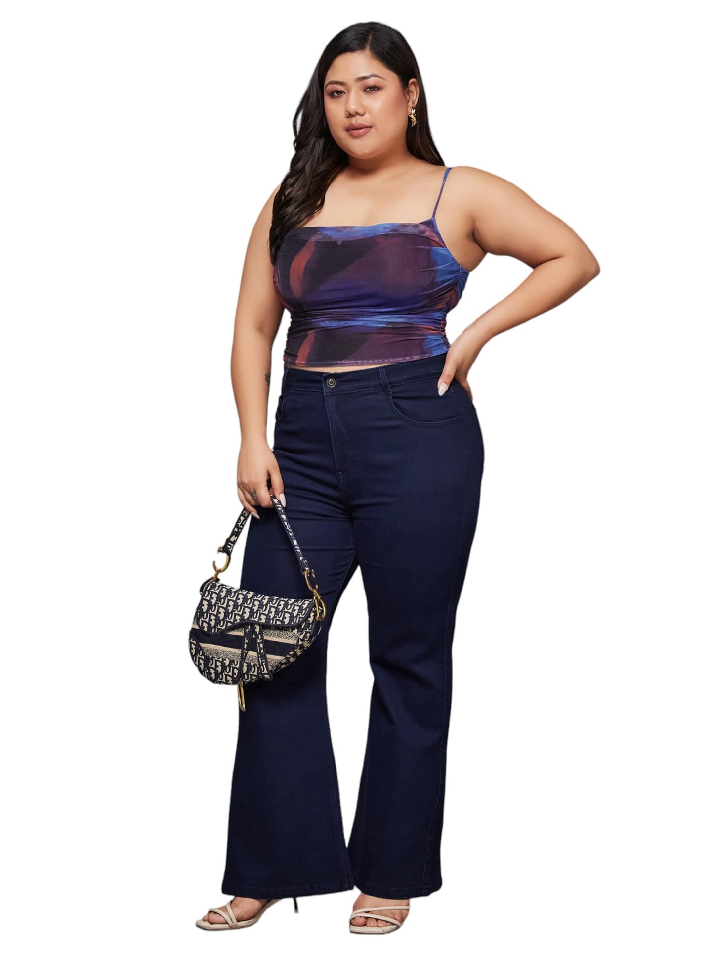 Miss Chase A+ Women's Bootcut High Rise Regular Length Stretchable Denim Jeans (APAW24DEN79-36-71-44, Navy Blue, 44)