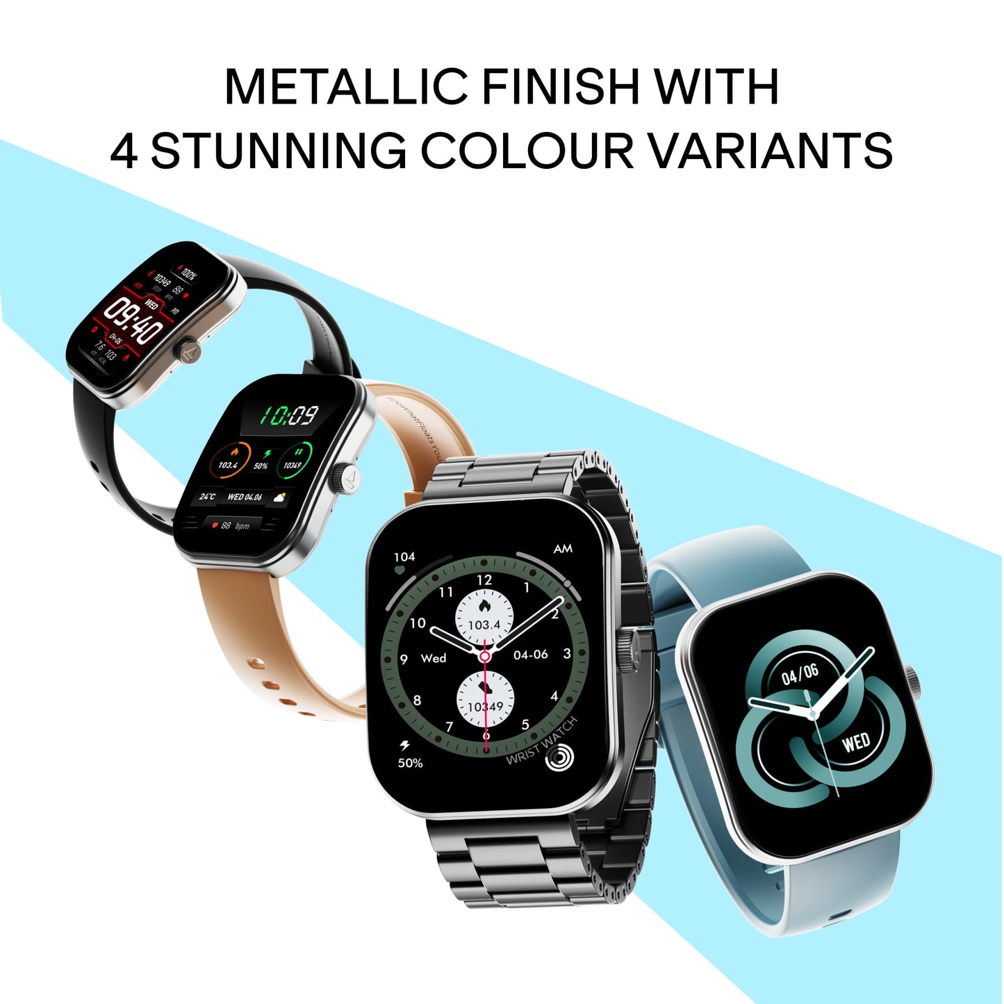 Boat Wave Sigma 3 Curv Smartwatch with 2.01” (5.33 cm) Immersive Curved Display, Metallic Finish, Functional Crown, BT Calling, Sleep, Stress, Heart Rate & SpO2 Monitoring, SOS, IP68 (Black Steel)