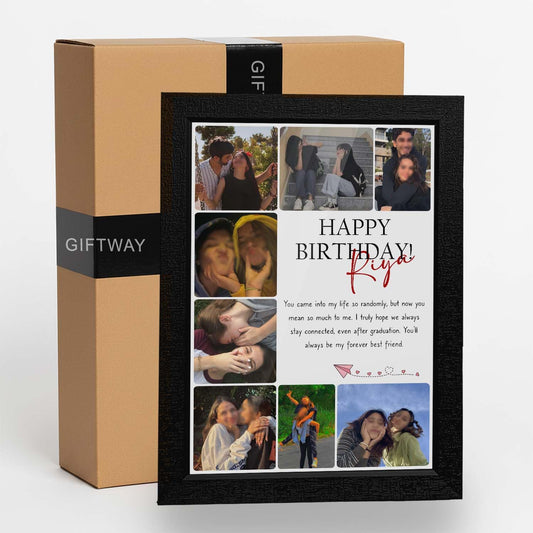 Giftway BFF Birthday Collage with Message | Personalised MDF Photo Frame | Birthday Gift for Husband, Best Friend, Mother, Sister | Unique Gifts for Men, Women - 9.613.1 Inch_Black