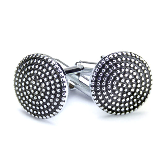 Kavove The Dot Pod Black & Silver Cufflink For Men
