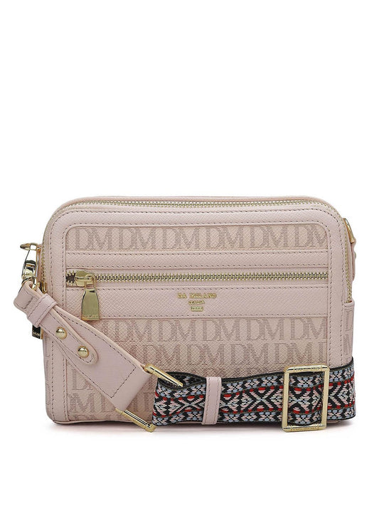 Da Milano Genuine Leather Pink Sling Bag (10041) (Small)