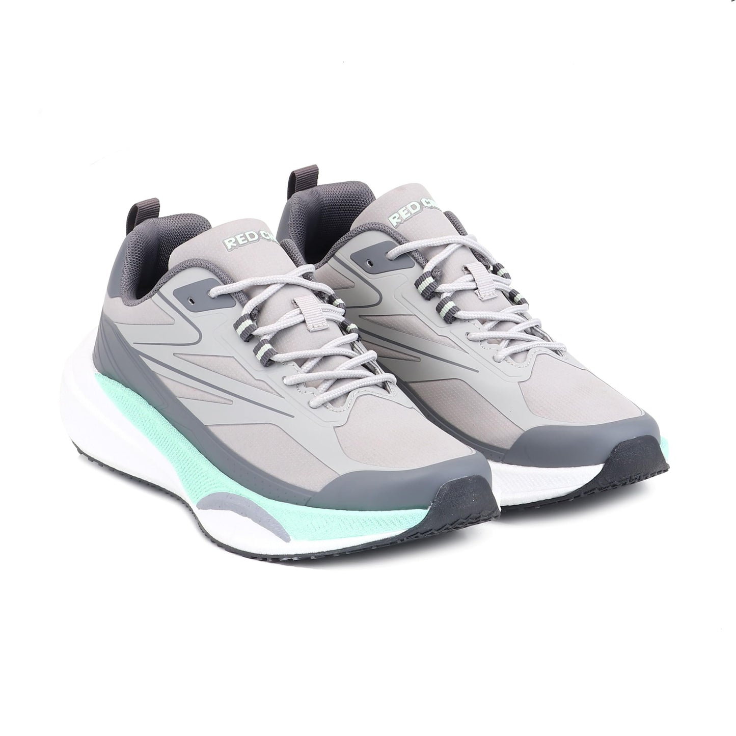 Red Chief Men Running Shoes | Mesh Fabric | Lightweight | Lace-Up | Grey | Low Ankle Sports Footwear (R1740)