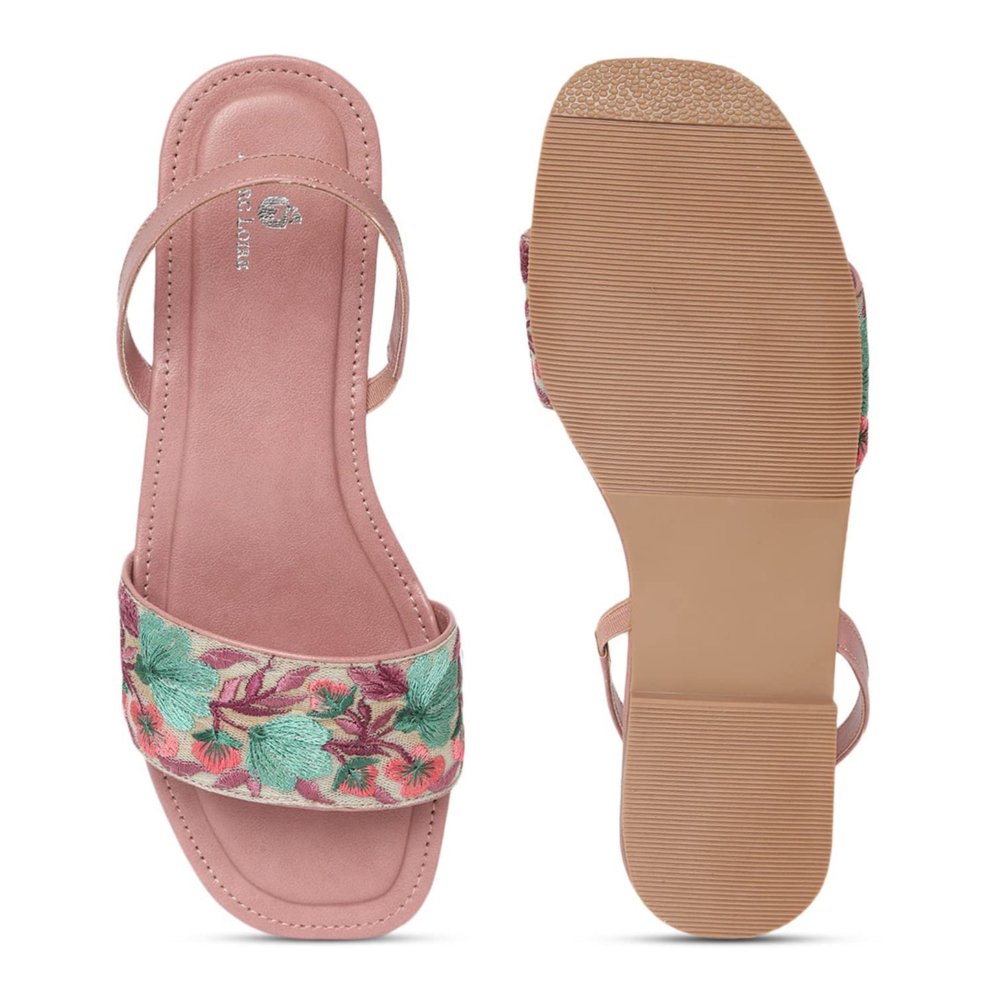 Marc Loire Women's Strawberry Open Toe Ethnic Slip-On Embellished Flat Sandals, 4 UK