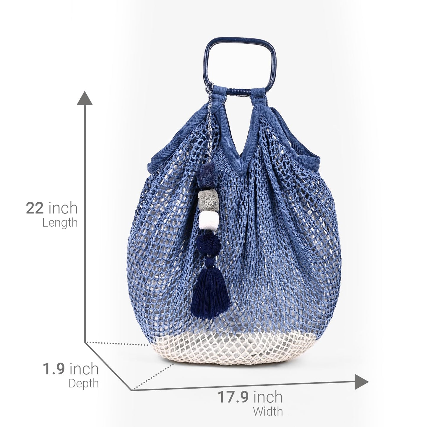 Boho Girl Organic Cotton Net Tote Bags | Jet Set Fish Net Hand Held Bag for Women (ABH-015B)