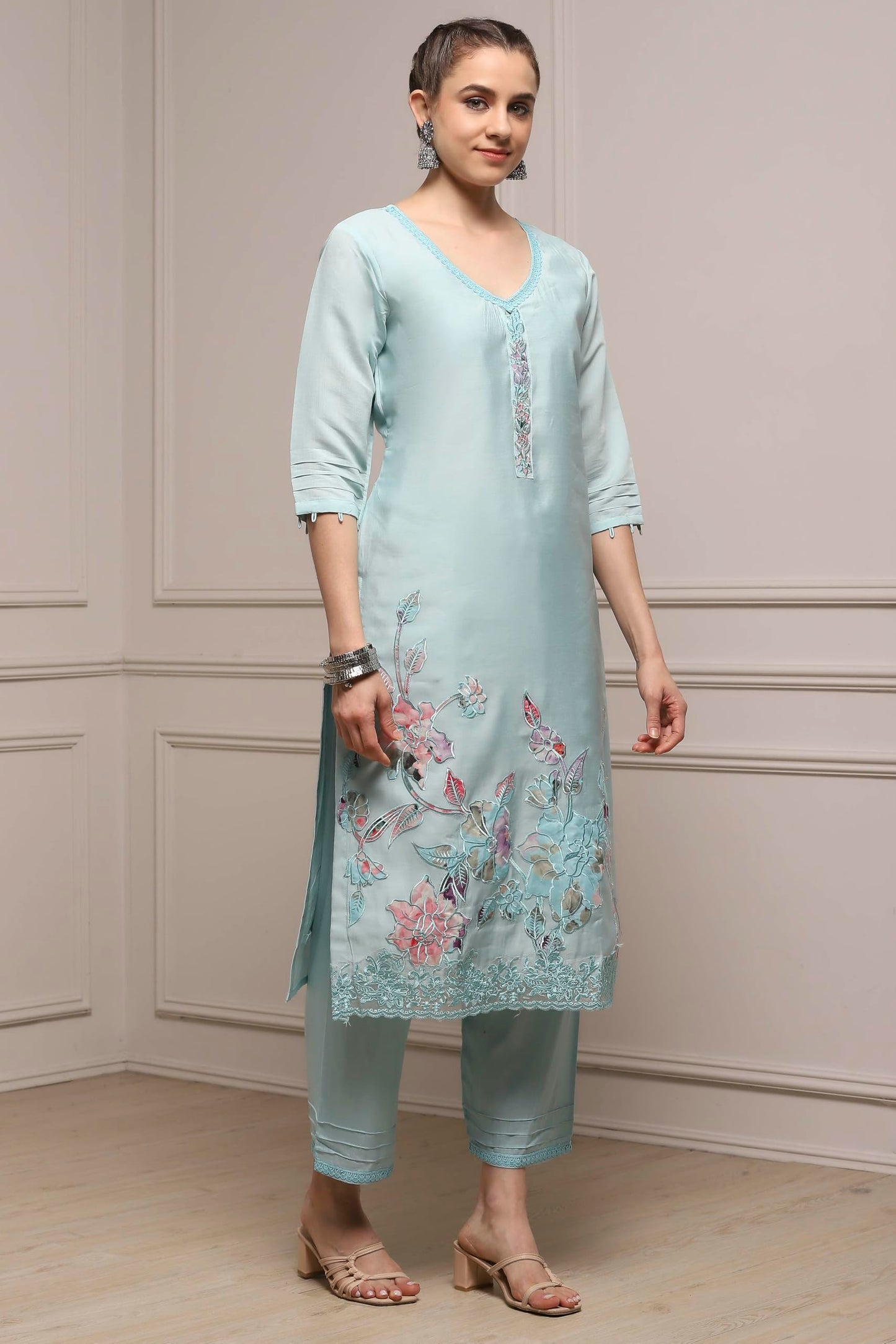 Biba Women Blue Modal Digital Print Unstitched Suit Set_FREE SIZE
