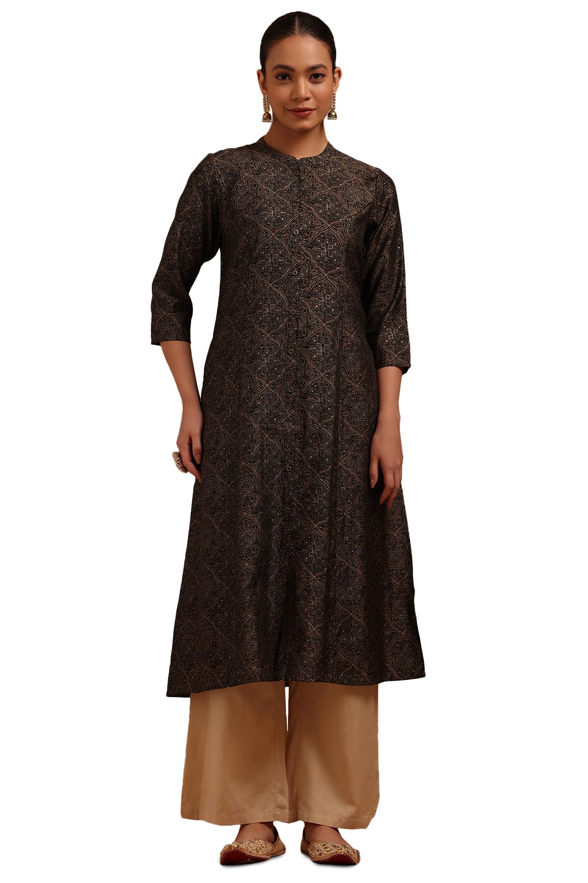 Soch Womens Black Muslin Ethnic Motifs Kurta
