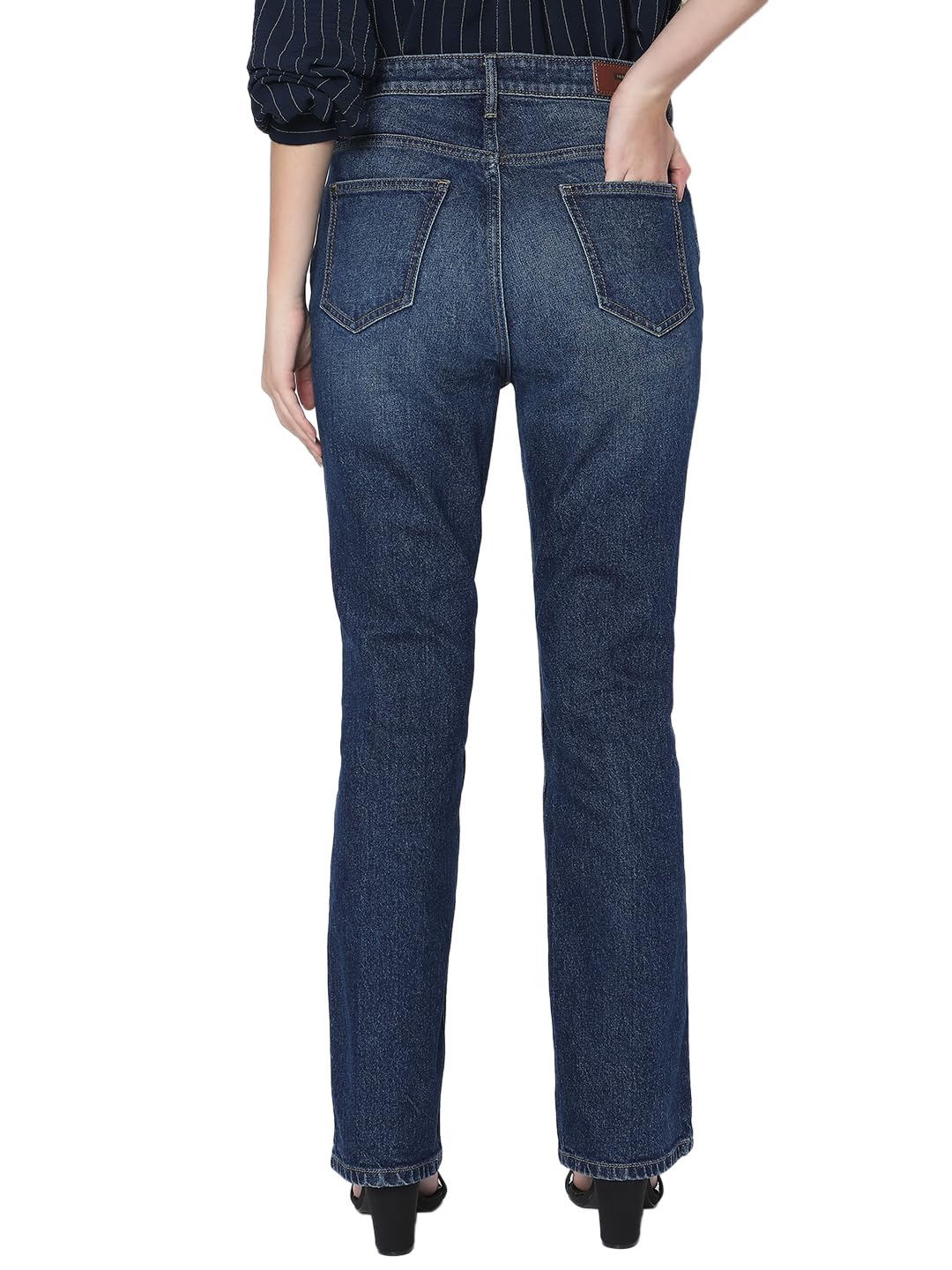 VERO MODA Womens Bootcut High Rise Jeans Medium Blue Denim