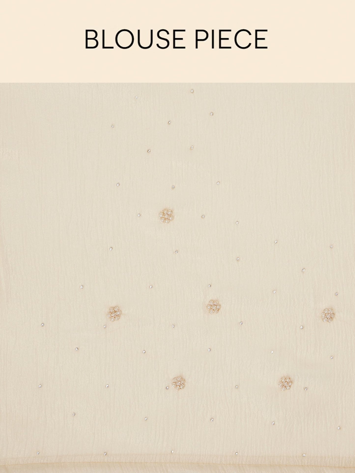 MOHEY Women's Chinon Hand Embroidered & Sequinned Saree(Cream)