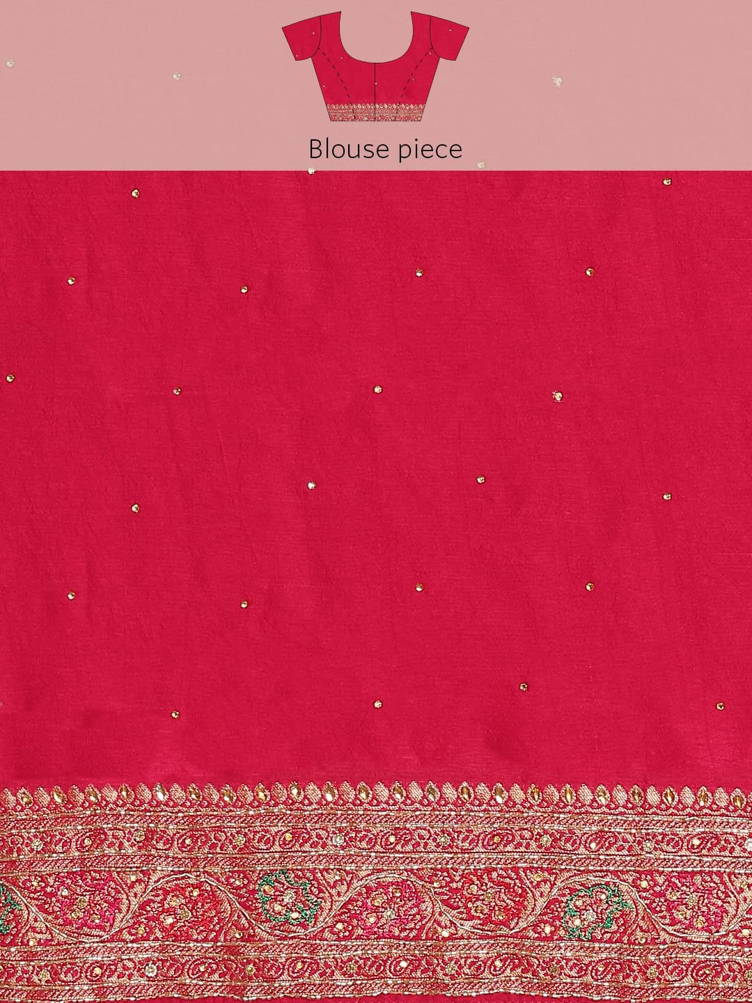 MOHEY Women's Art Silk Hand Embroidered|Bel Buti Patterned Saree (Rani)