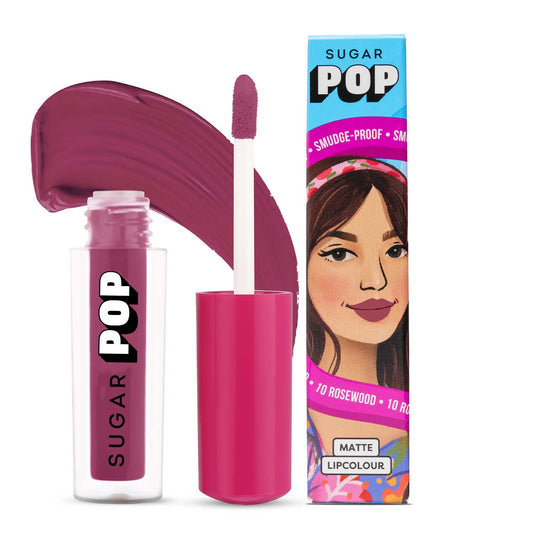SUGAR POP Matte Lipcolour | Vitamin E | Super-Pigmented | Smudge-proof | 1.6 ml - 10 Rosewood