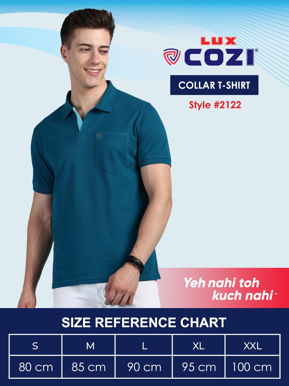 Lux Cozi Men's Half Sleeve Soild Casual T-Shirt with Chest Pocket_COZI_2122_EMRAD_XL_1PC Emerald