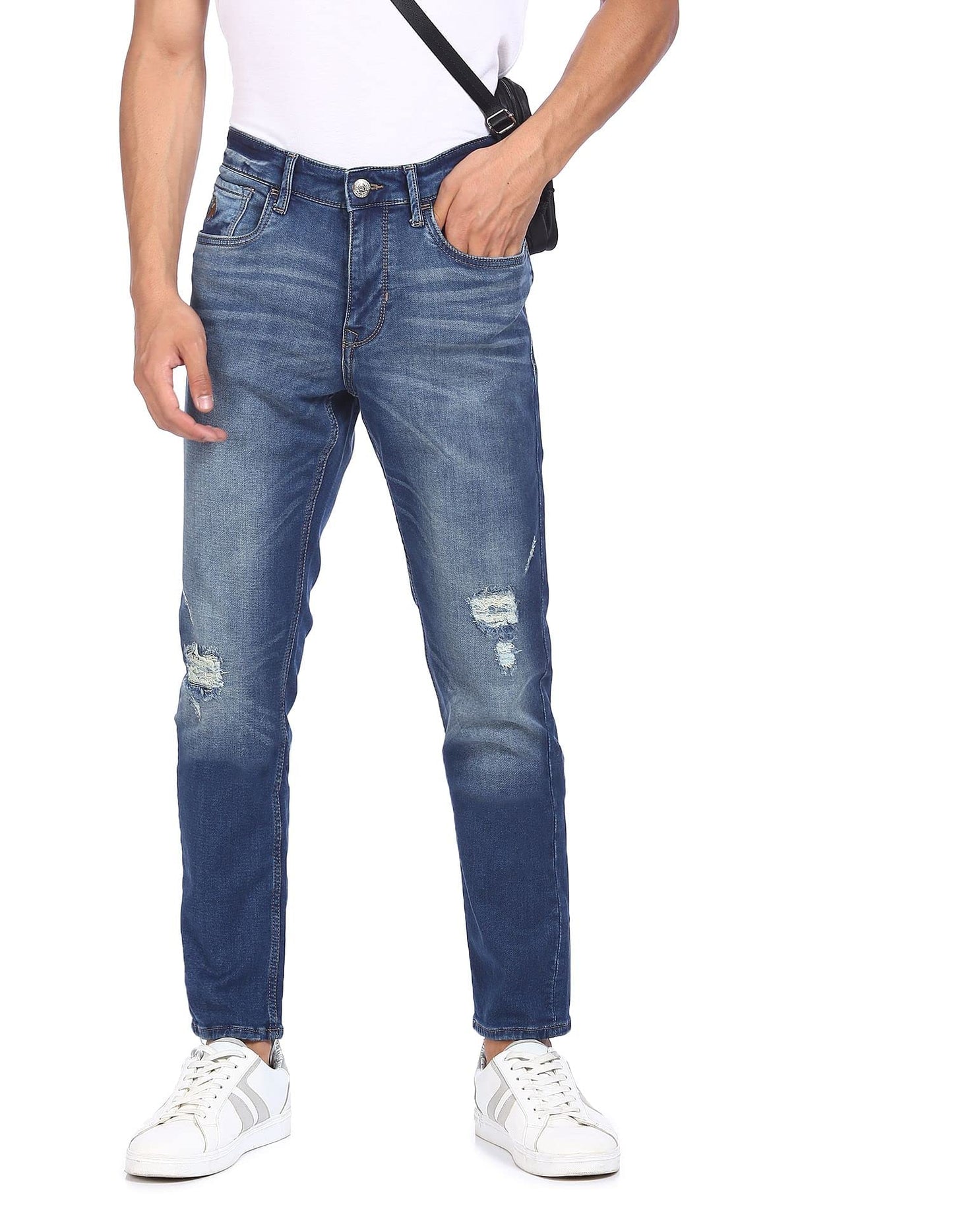 U.S. POLO ASSN. Men's Slim Mid Rise Jeans (UDJENO0370_Blue_32)