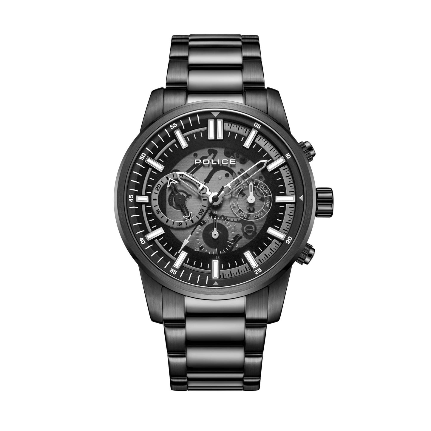 Police Quartz Multifunction Black DIAL Stainless Steel Strap Watch for Men-PLPEWJK2227003SW