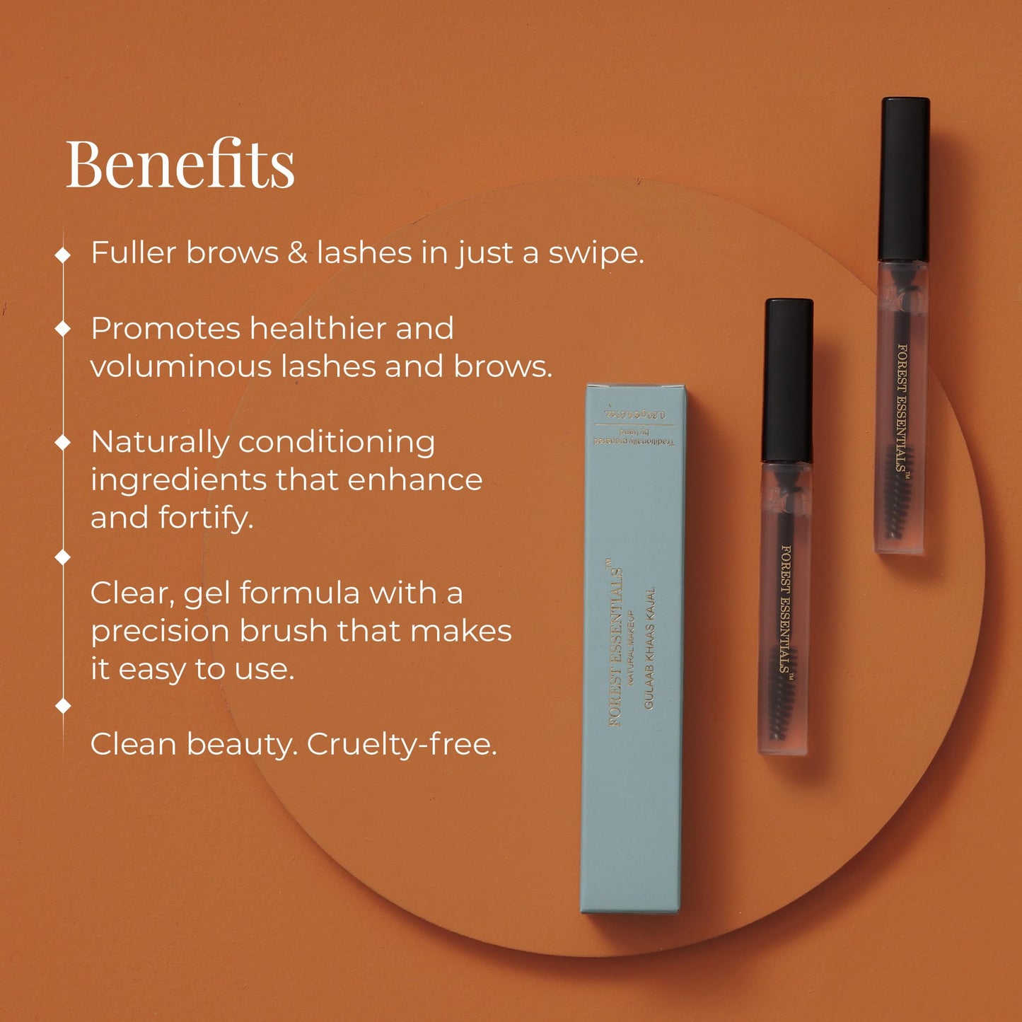 Forest Essentials Nayantara Clear Lash & Brow Growth Serum | Improves Lash & Brow Length & Boosts Hair Growth | Natural Formula Infused with Ayurvedic Nourishing Oils and Vitamin E