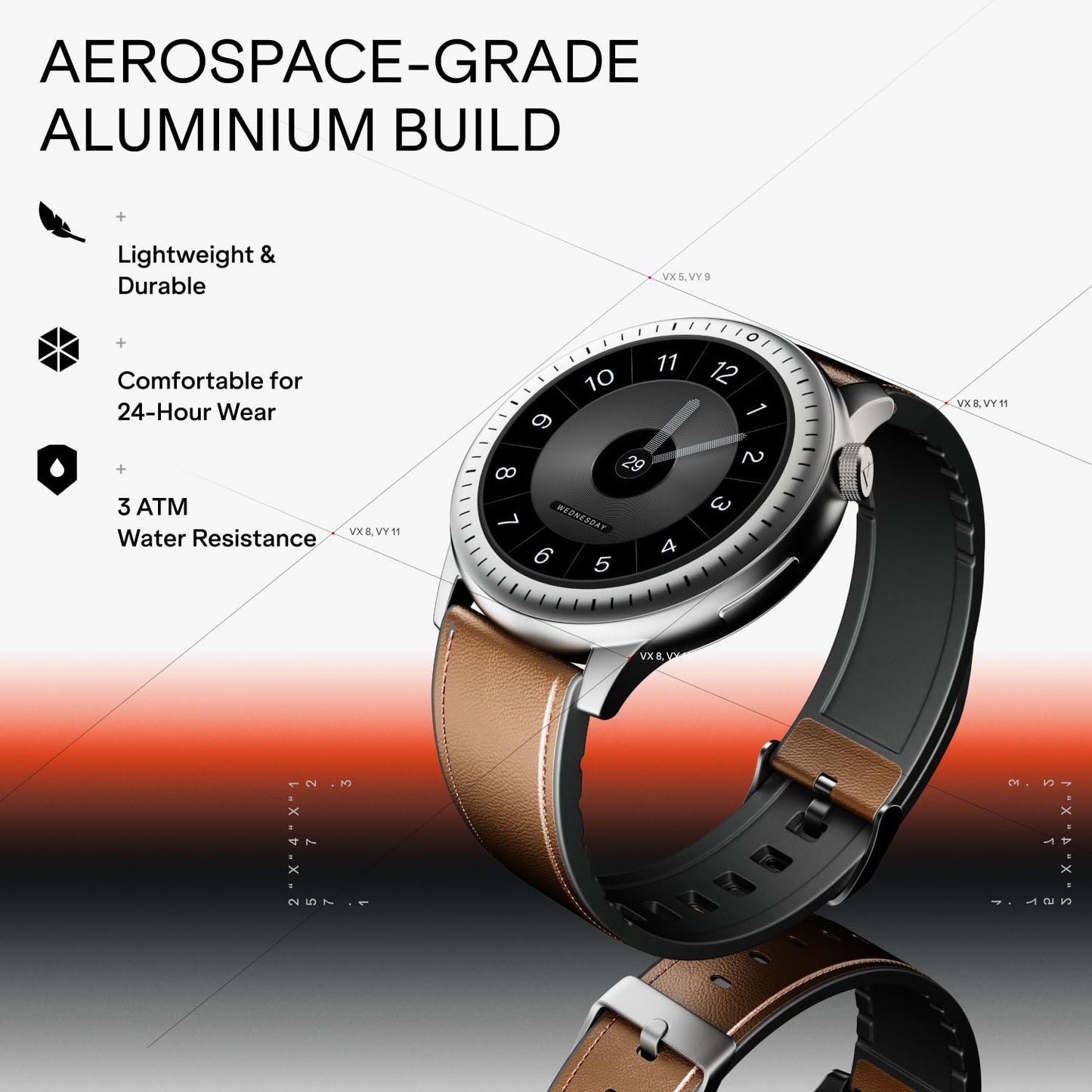 Boat Valour Watch 1 R, AI Smart Habit Builder, 1.43" 3D Immersive AMOLED Display, 1000 nits, Light-Weight Aluminium Build 3 ATM, 10 Days Battery Life, Smart Watches for Man (Oak Leather)