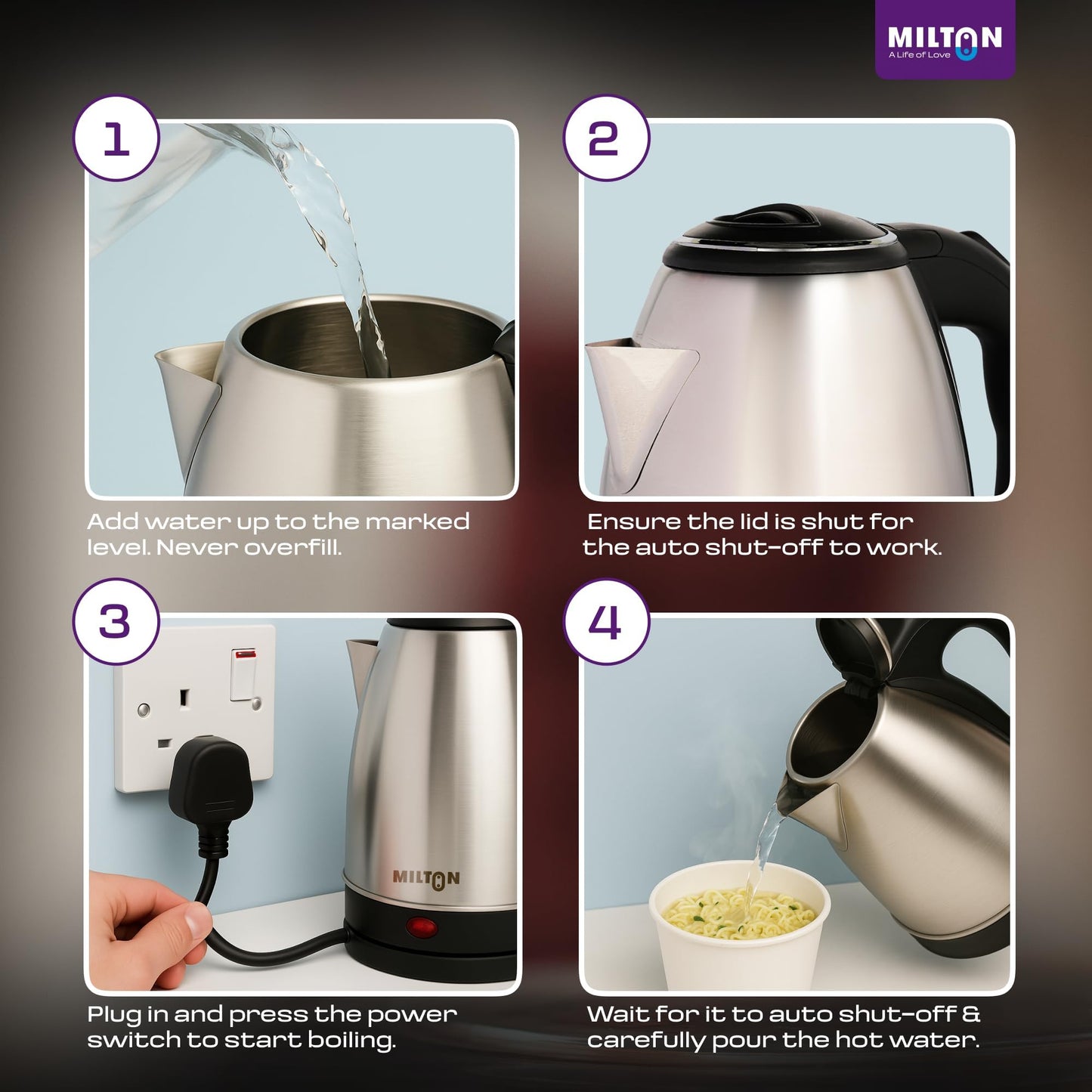 Milton Rapid Electric Kettle 1.8L | 1500 Watts | Stainless Steel Hot Water portable Electric Kettle for Home, Office | Auto Cut-Off with Wide Mouth | Cool-touch Handle and Single-Touch Lid Lock