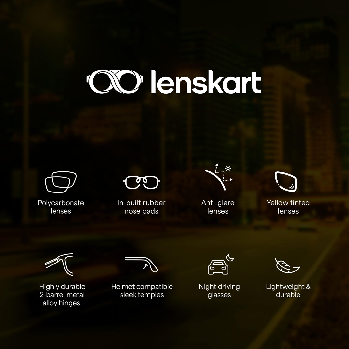 Vincent Chase By Lenskart | Black Grey Full Rim Square | NIGHT DRIVING GLASSES | Branded Latest and Stylish Sunglasses | Polarized and 100% UV Protected | For Men & Women | Large | VC S17484