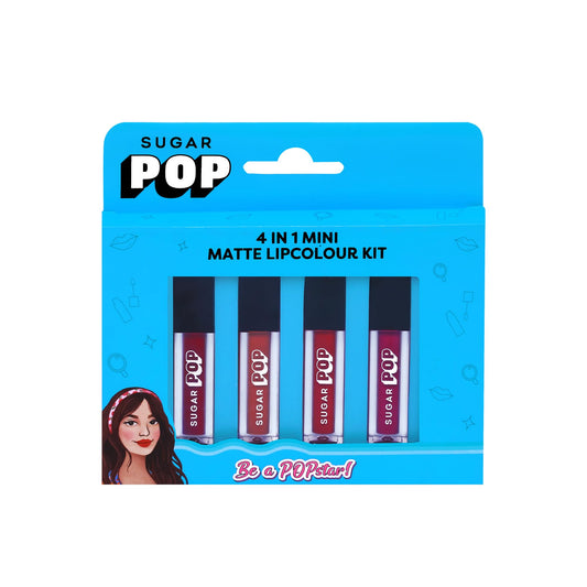 SUGAR POP 4 in 1 Mini Matte Lipcolour Kit | Vitamin E | Smudgeproof | Long-lasting Wear | 4 N x 1.1 ml - 01 Cult Classics