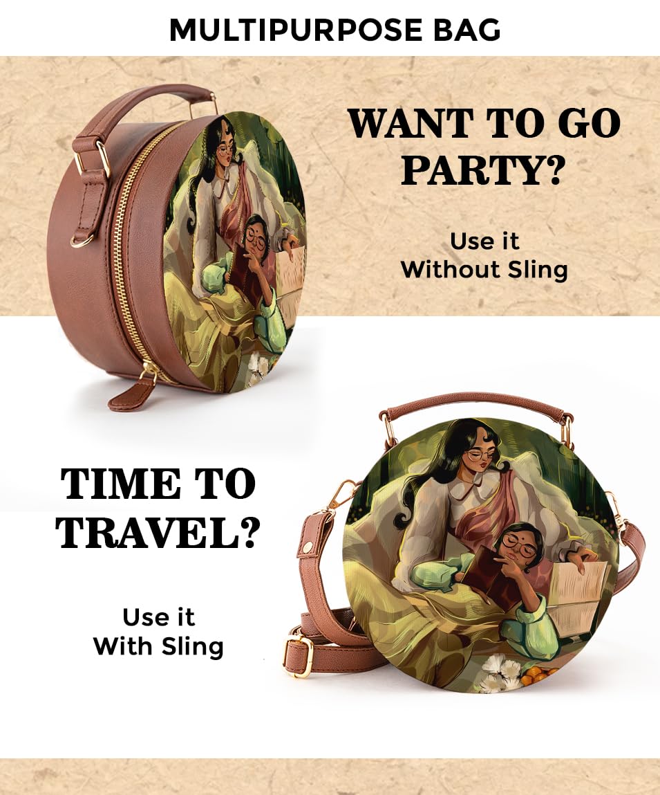 Kalankit Round Sling Bag for Women | Lightweight Vegan Leather Crossbody | Stylish Compact Purse | Crossbody Bags for Women | Valentine Gift for Her | The Mood Of Autumn