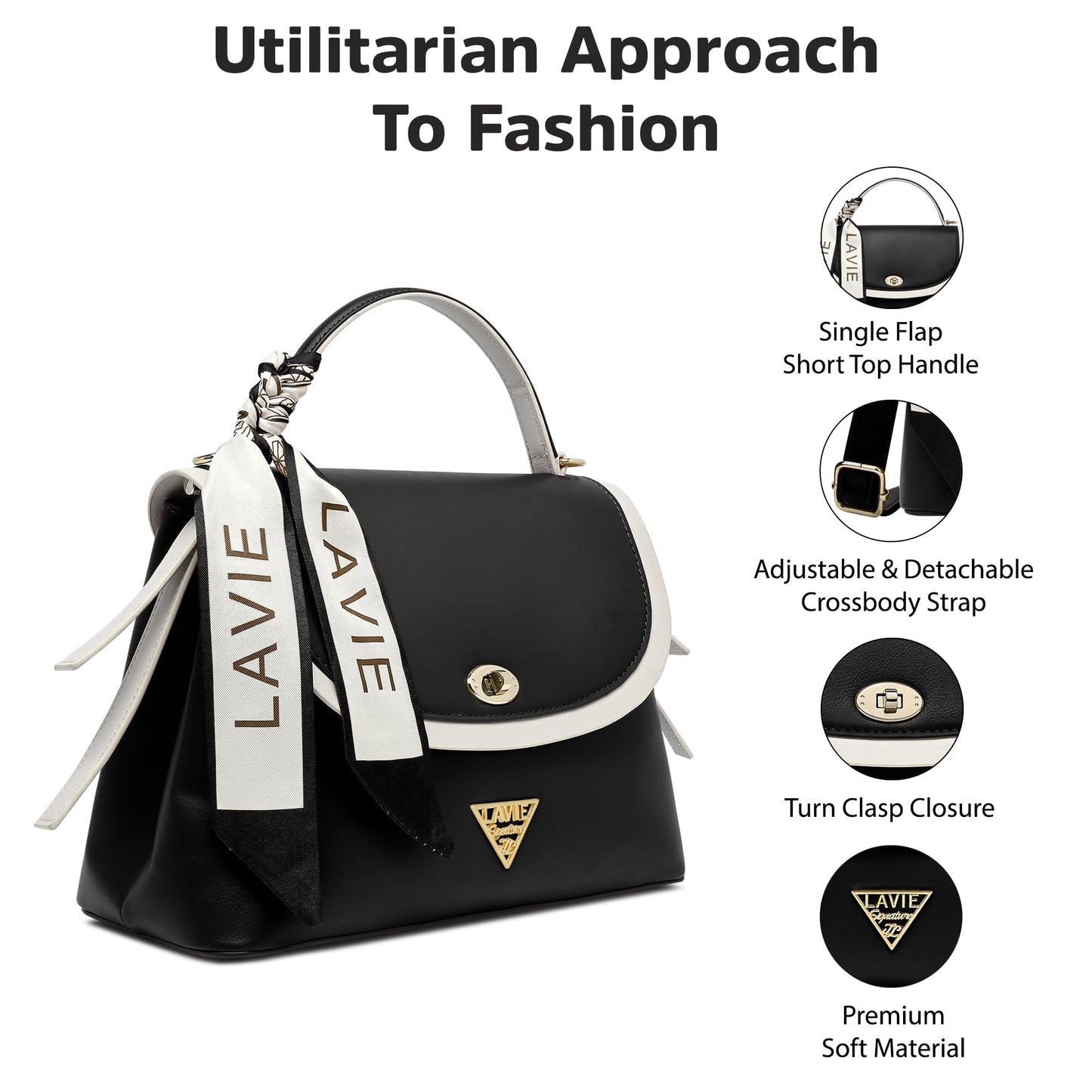 Lavie Signature Women's Plano 2C Flap Satchel Handbag for Women|Satchel Bag for Work|Ladies purse|Stylish Shoulder Bag|Gift For Women