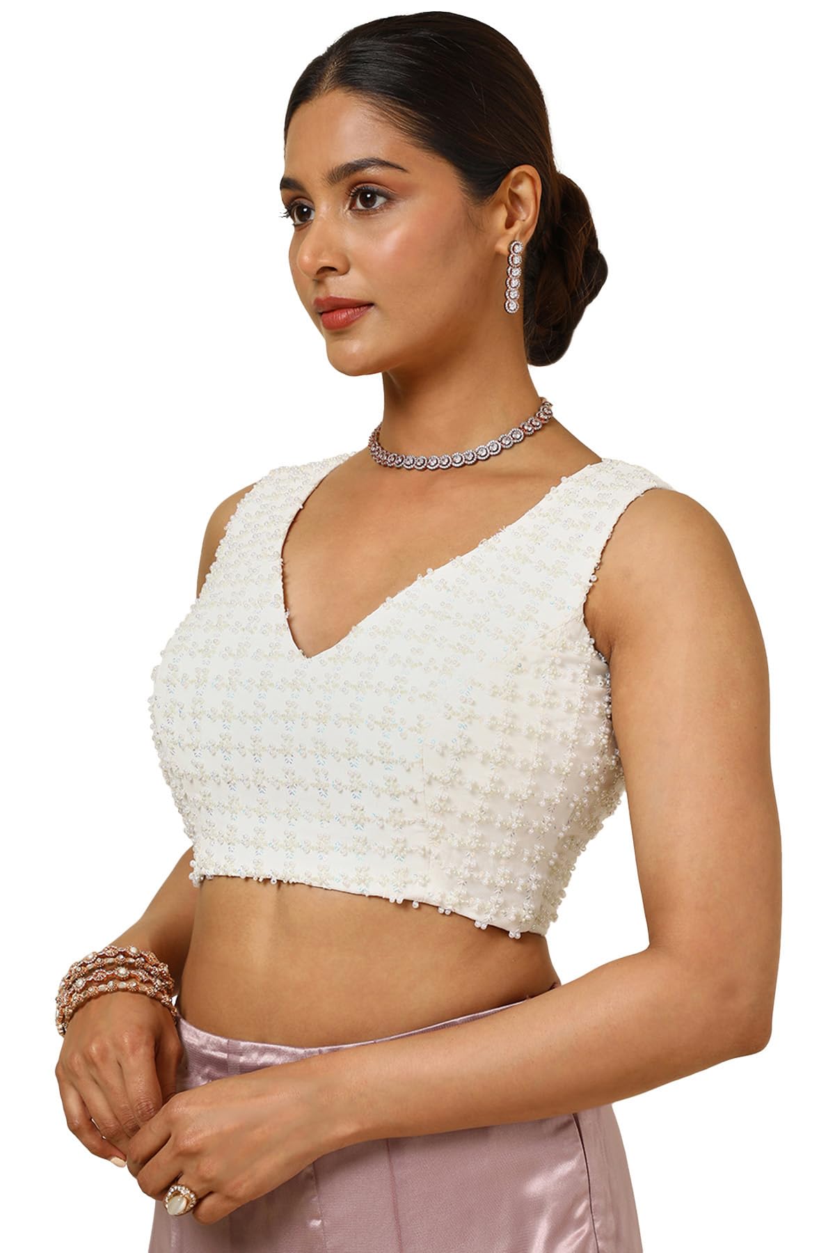 Soch Womens Georgette Padded Blouse with Beads and Stones