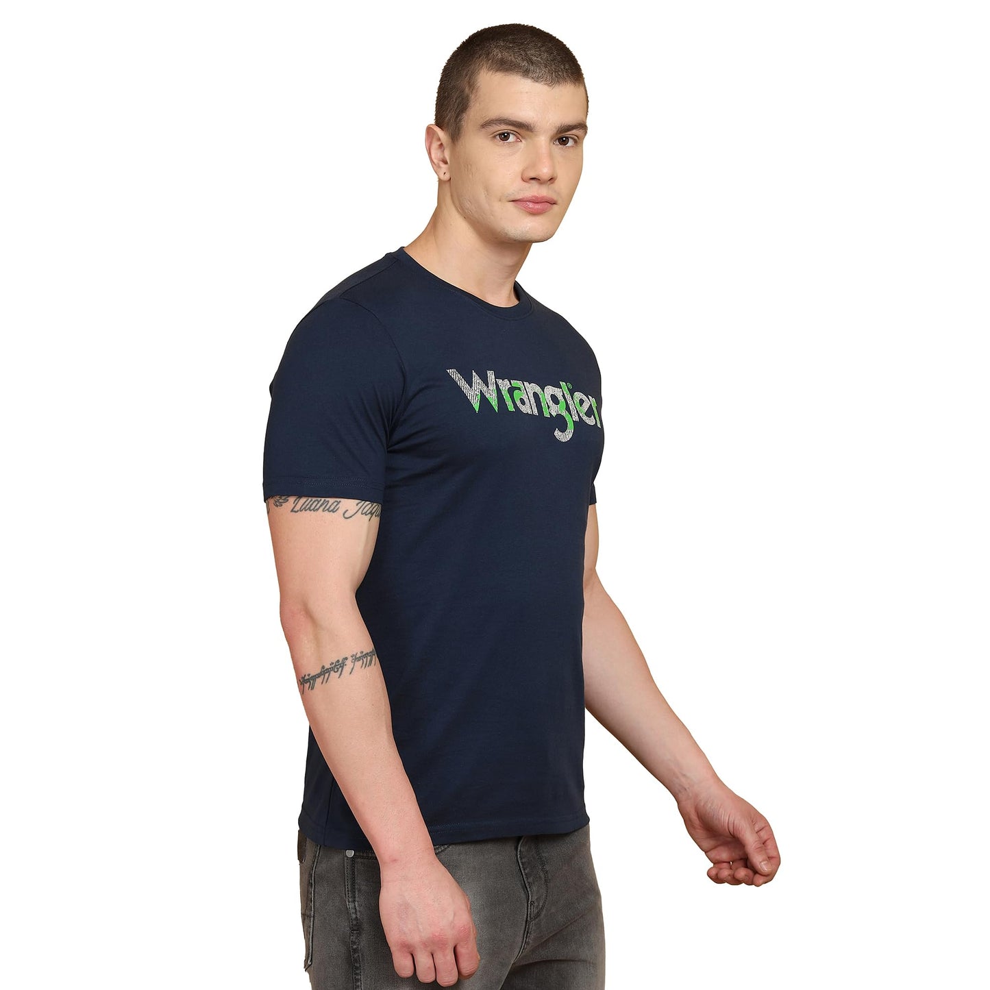 Wrangler Men's Solid Regular Fit Shirt (WMTS006313_Blue