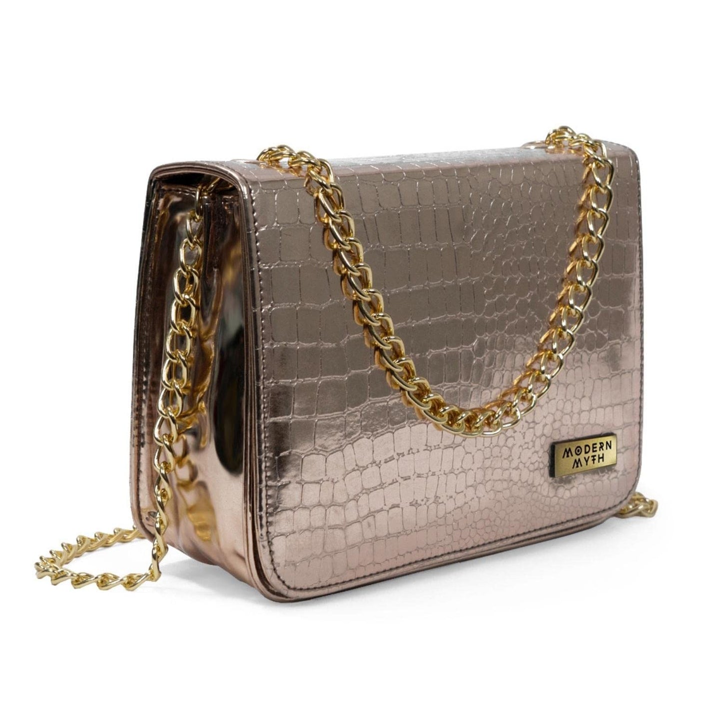 Modern Myth Golden Era Crocodile Pebble Embossed Handbag for Girls & Women