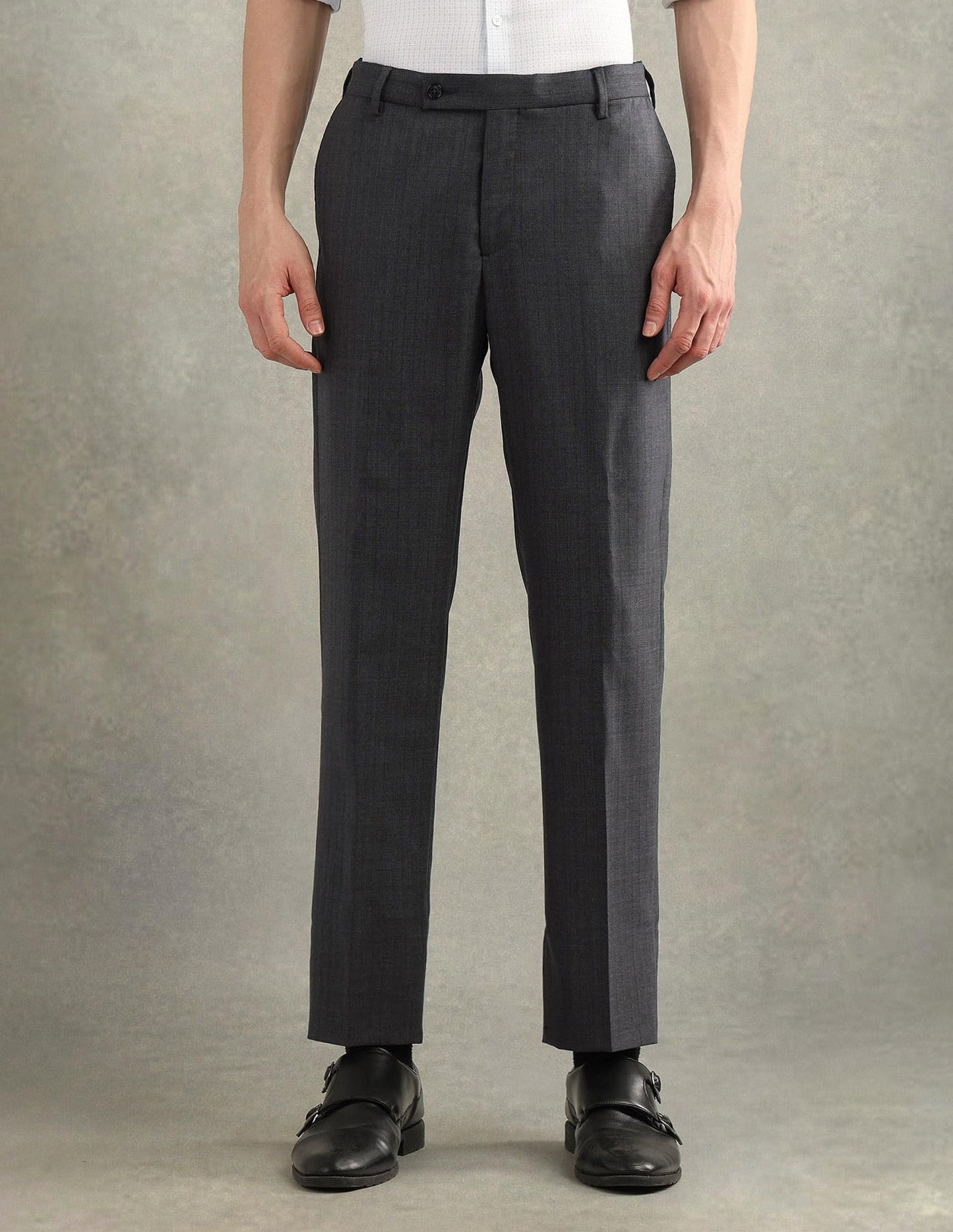 Arrow Men's Vertical Striped Tailored Fit Suit Dark Grey