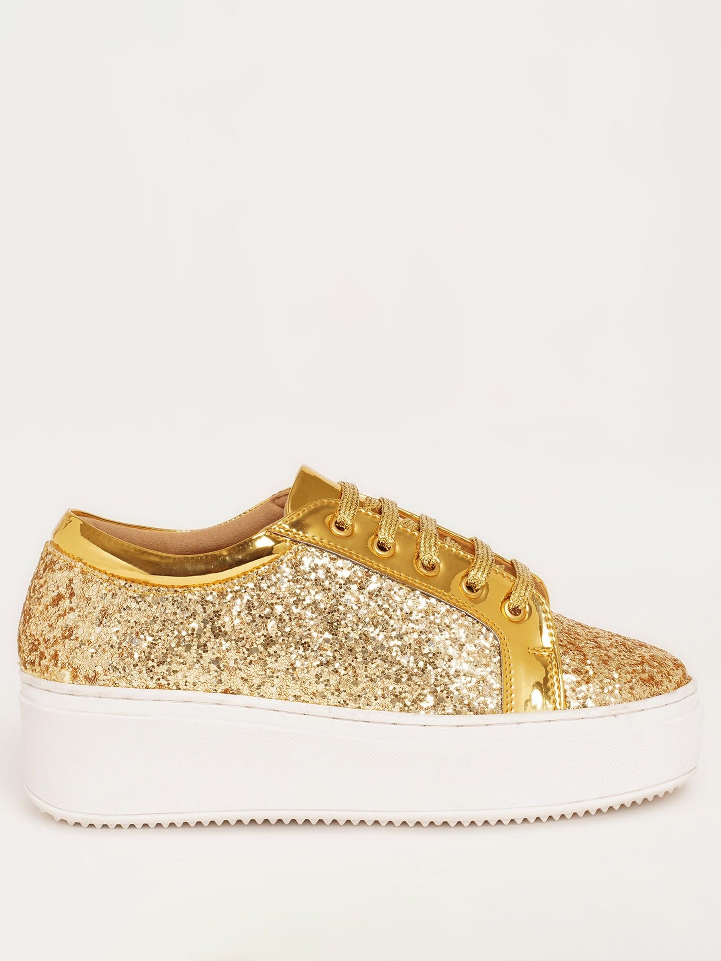 THE QUIRKY NAARI Glitterati Sneakers - Golden for The Luxurious Golden Look | Golden