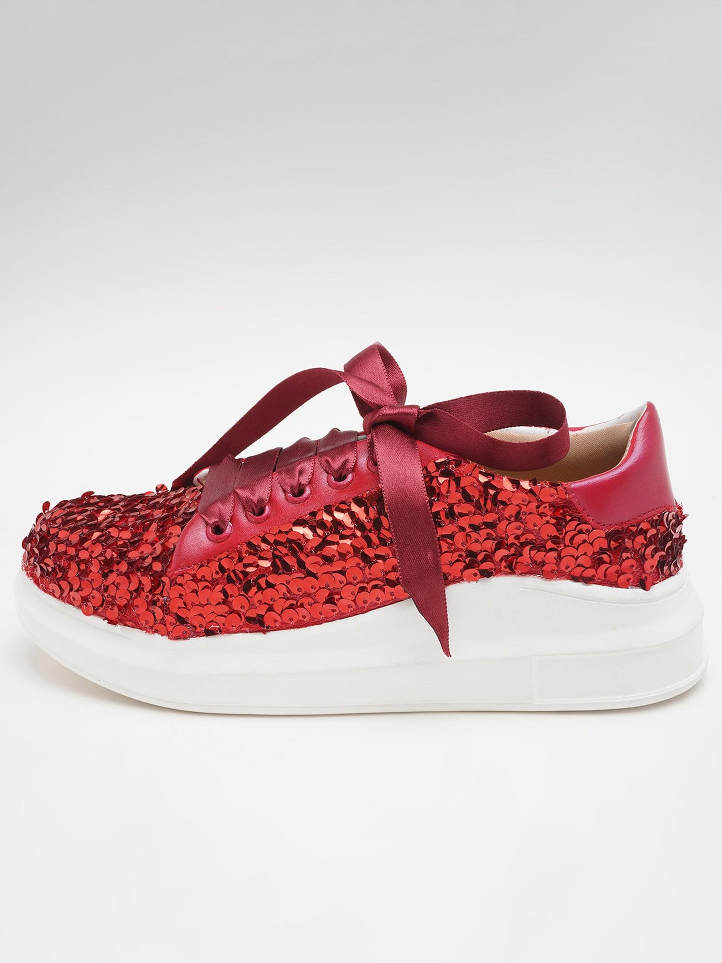 THE QUIRKY NAARI Ruby Crush Sequin Sneakers in Blazing Red | Red