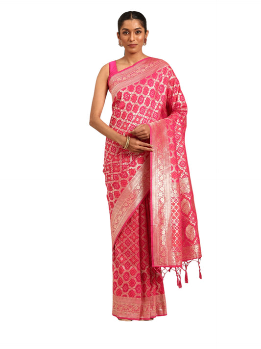 MOHEY Women's Rani Art Silk Weave Saree (RANI)