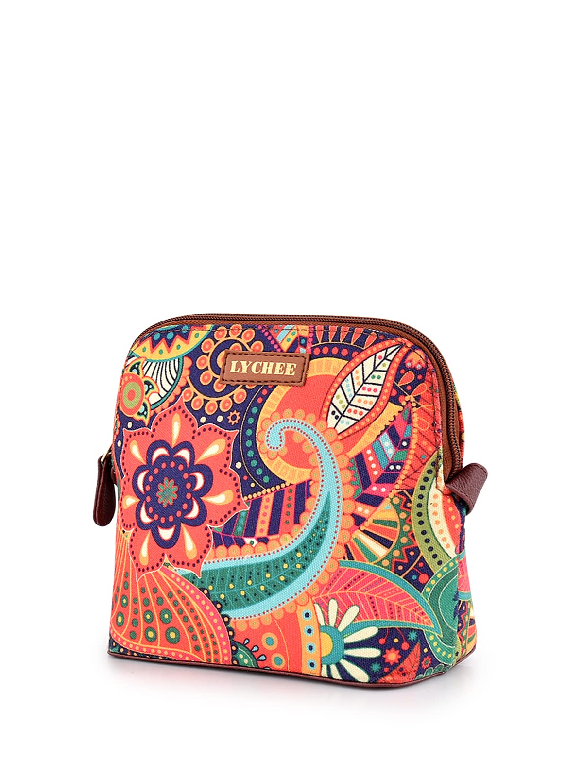 Sakwoods Women Printed Canvas Sling Bag Blue (MULTICOLOUR)