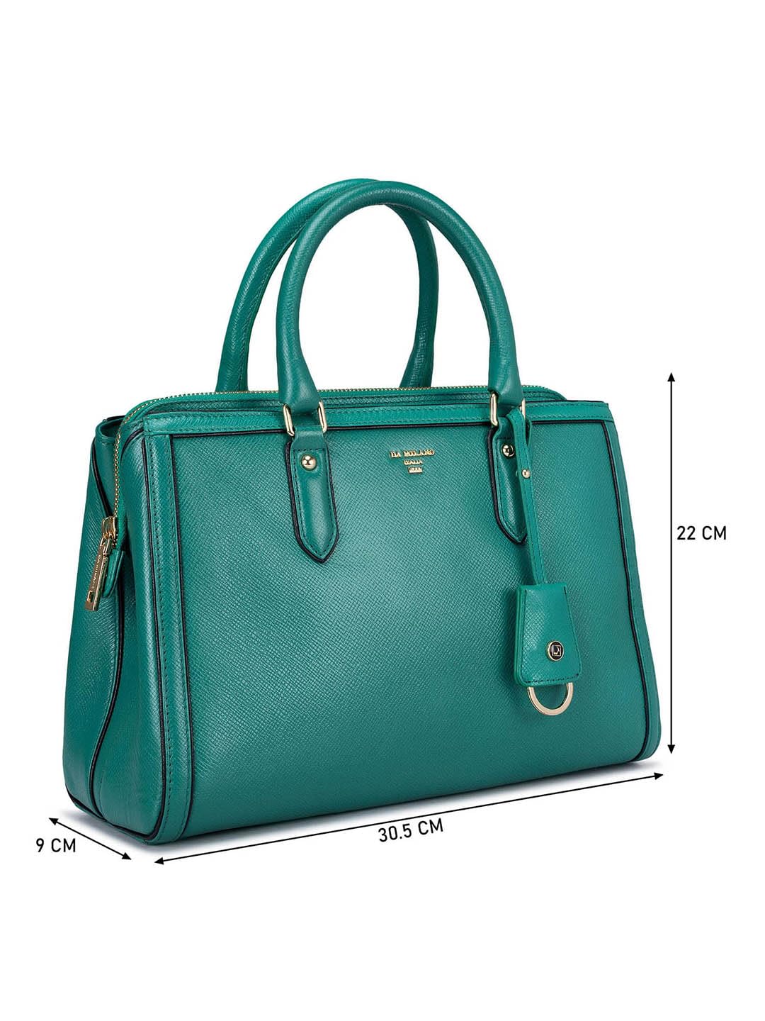 Da Milano Genuine Leather Green Satchel Bag (01033) (Medium)