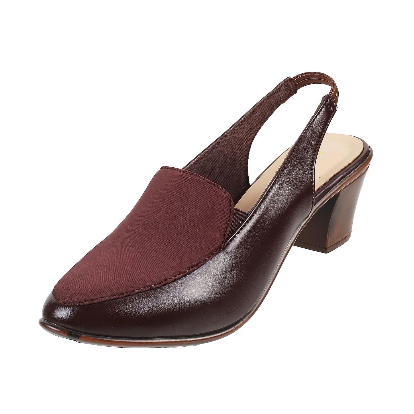 Mochi Women Brown Synthetic Leather Block Heel Shoes UK/6 EU/39 (31-287)