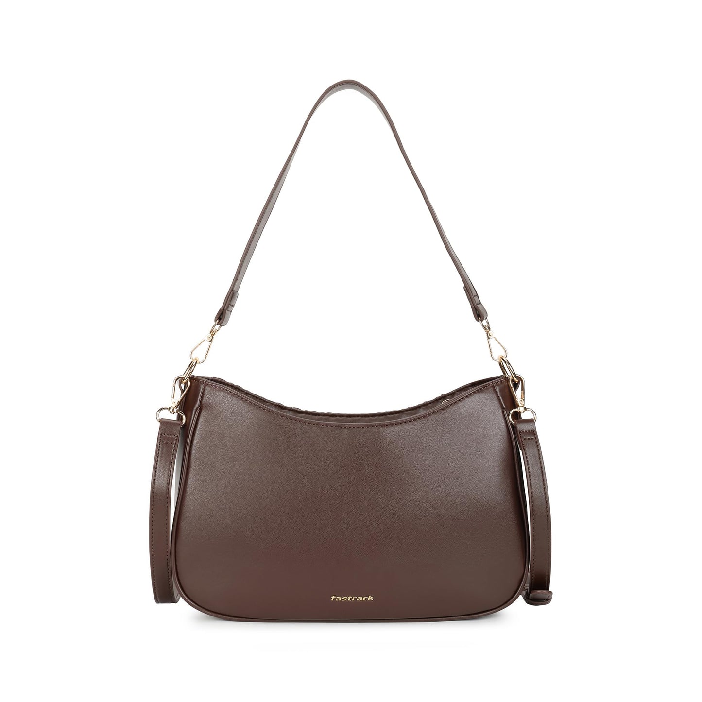 Fastrack Brown Wave Shoulder Bag for Women | Faux-Leather Handbag | Dual-Carry Shoulder & Crossbody Sling | Spacious Everyday Bag with Organizer Pockets