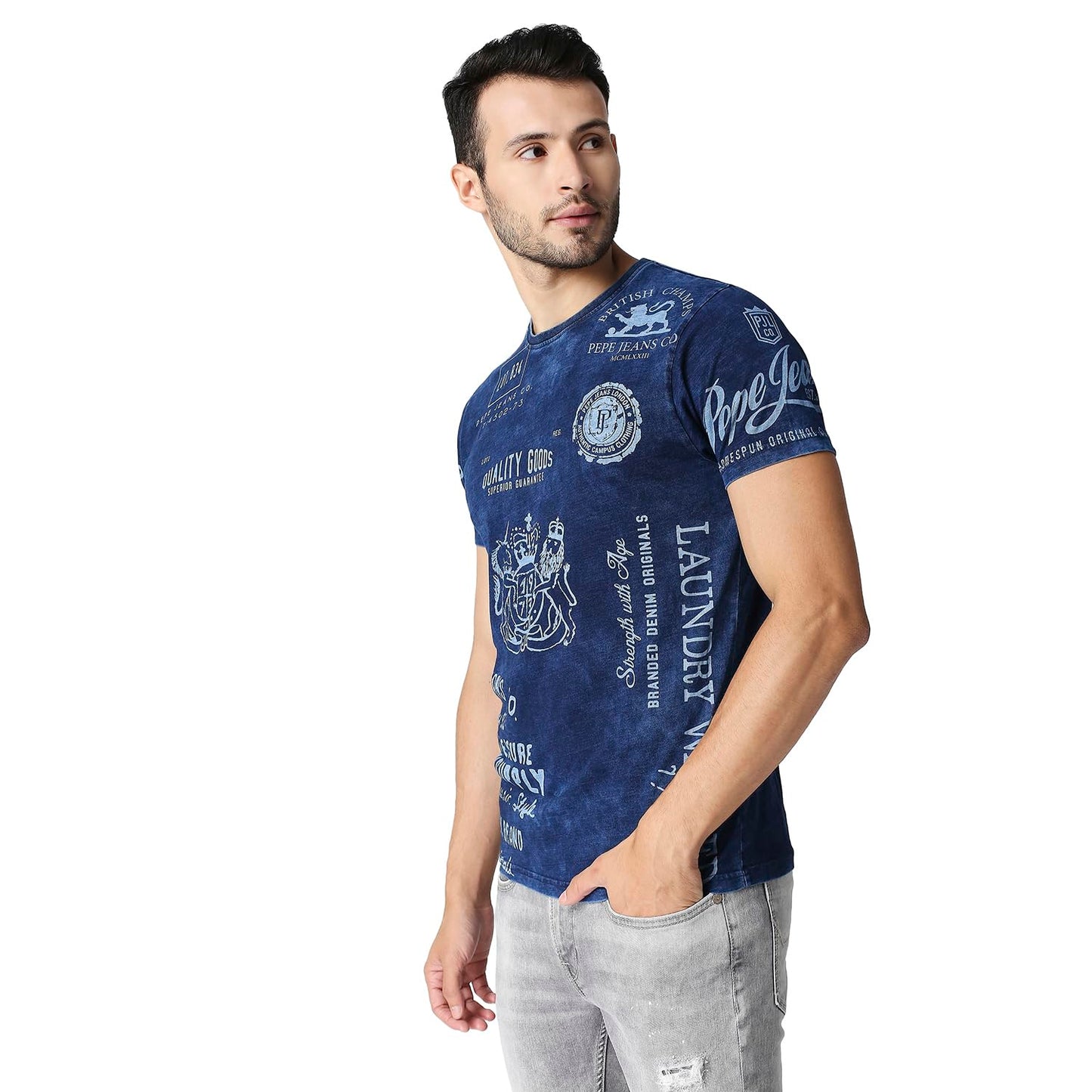 Pepe Jeans Men's Fitted T-Shirt (PM508832_Indigo S)