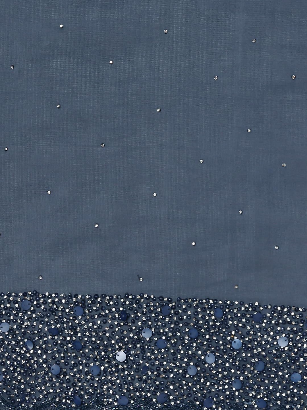 MOHEY Grey Organza Embroidery|Stone Work Saree for Women