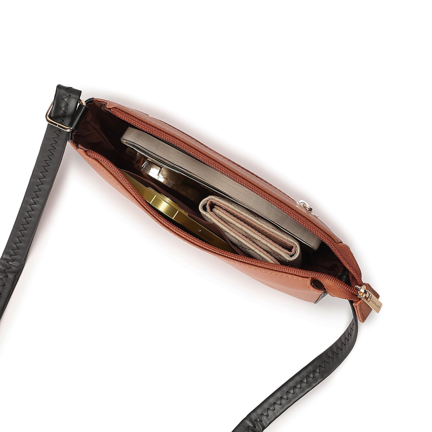 Fastrack Sling Bag For Women | Faux Leather Sling With Zip Closure | Adjustable Strap and Multiple Pockets For Easy Storage| Trendy Handbags For Women