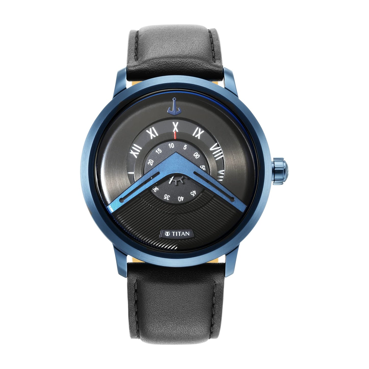 Titan Maritime Quartz Analog Black Dial Black Leather Strap Watch for Men - NT1828QL04