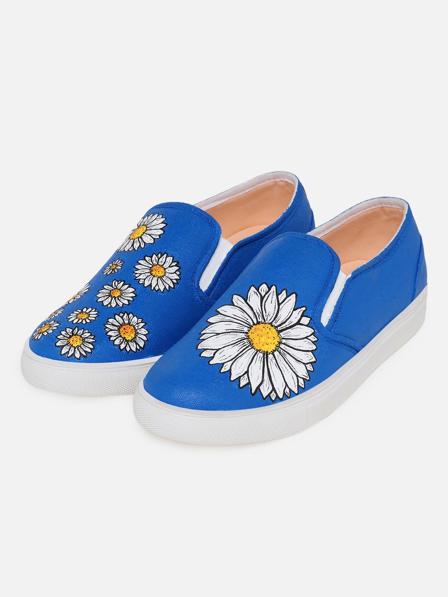 THE QUIRKY NAARI Blue Daisy Slipons with A Floral Touch | Blue