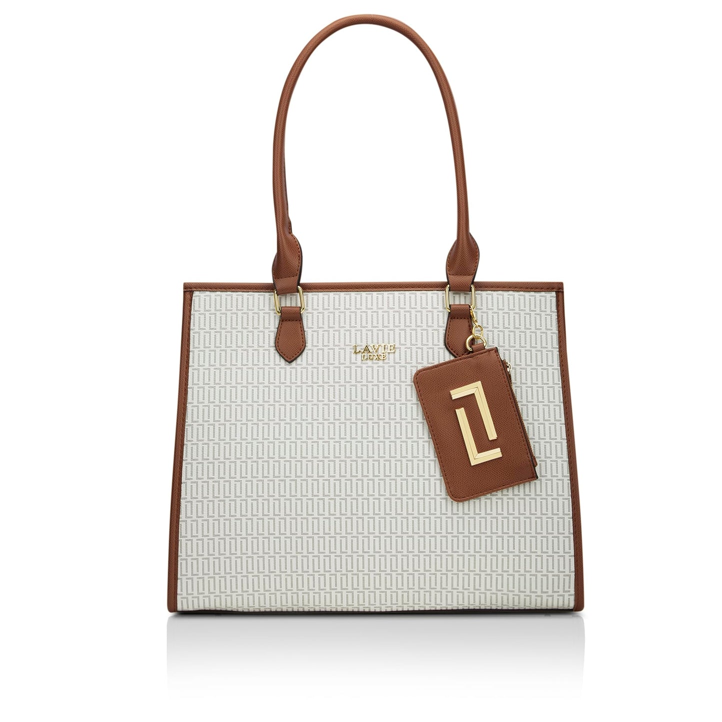 Lavie Luxe Women's Monogram Quad25 Pro Tote Laptop Bag | Fits Upto 14 Inch Laptop | Tote Laptop Bag for Work | Ladies Purse | Stylish Shoulder Bag | Gift for Women