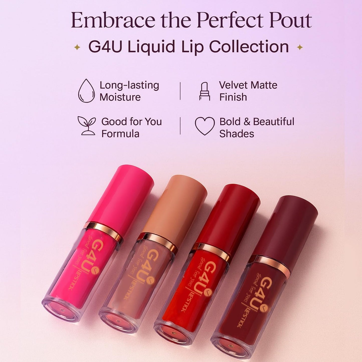 G4U Matte Long Lasting Waterproof Lipstick Set of 12 B | Smudge Proof | Non Transfer | Lip Makeup for Women (Red)