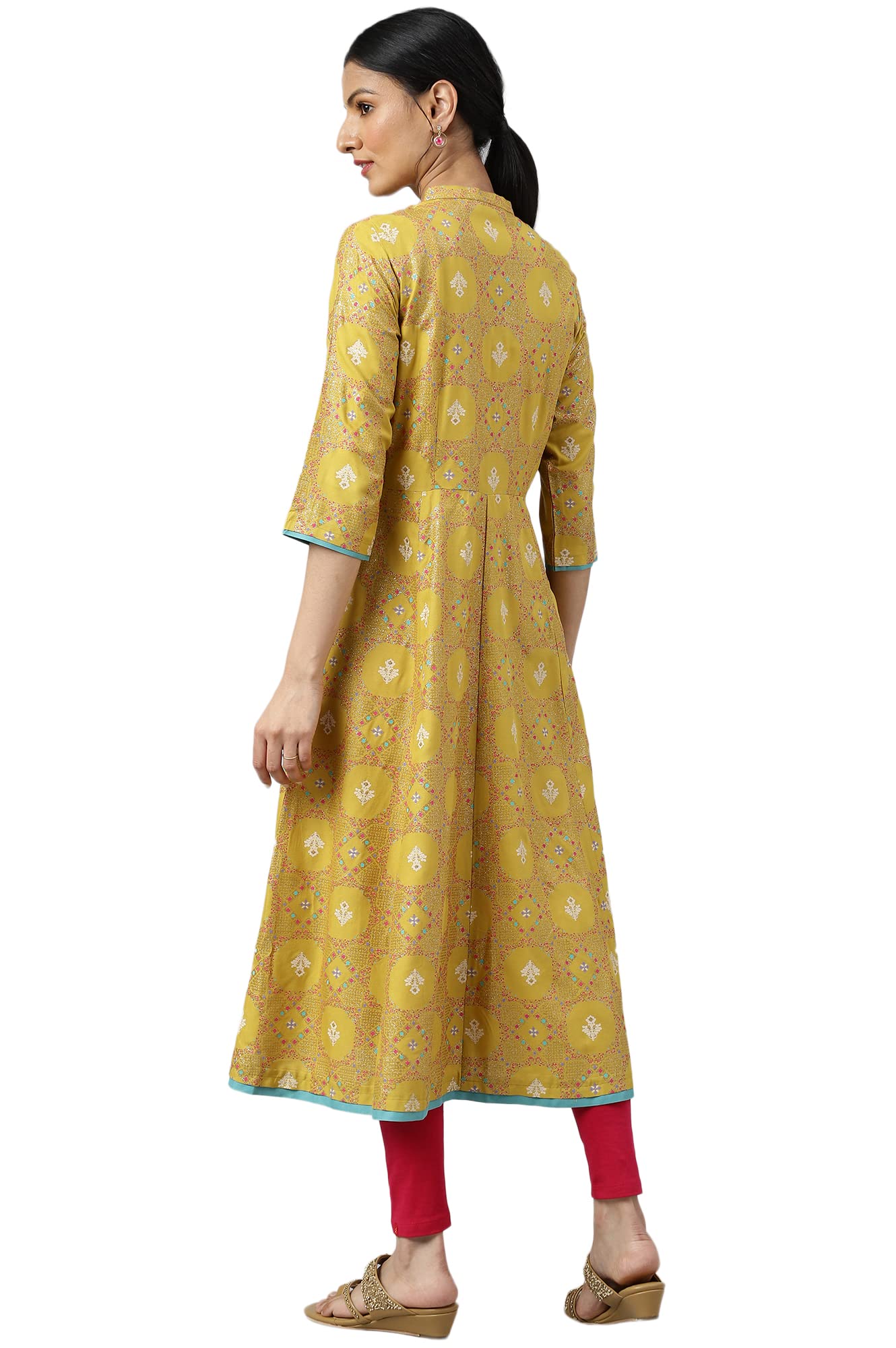 W for Woman Yellow Button Down A-line Kurta