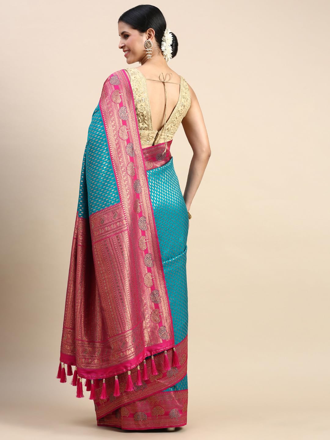 MOHEY Green Art Silk EMBROIDERY|Stone|Zari Weave Saree for Women