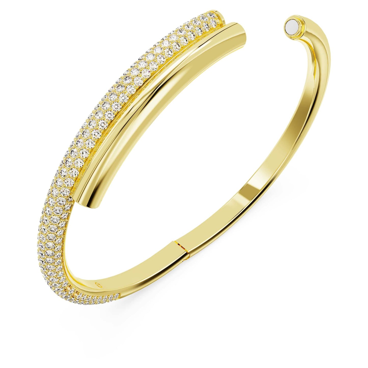 Swarovski Dextera bangle, Magnetic closure, White, Gold-tone plated