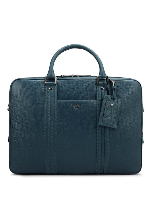 Da Milano Leather Laptop Bag for Men & for Women - Fits Upto 16" Laptop - Blue