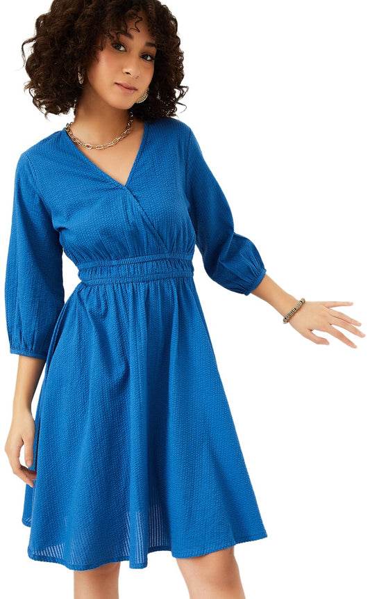 Max Women's Polyester Classic Midi Dress (OR51006B_Dark Blue