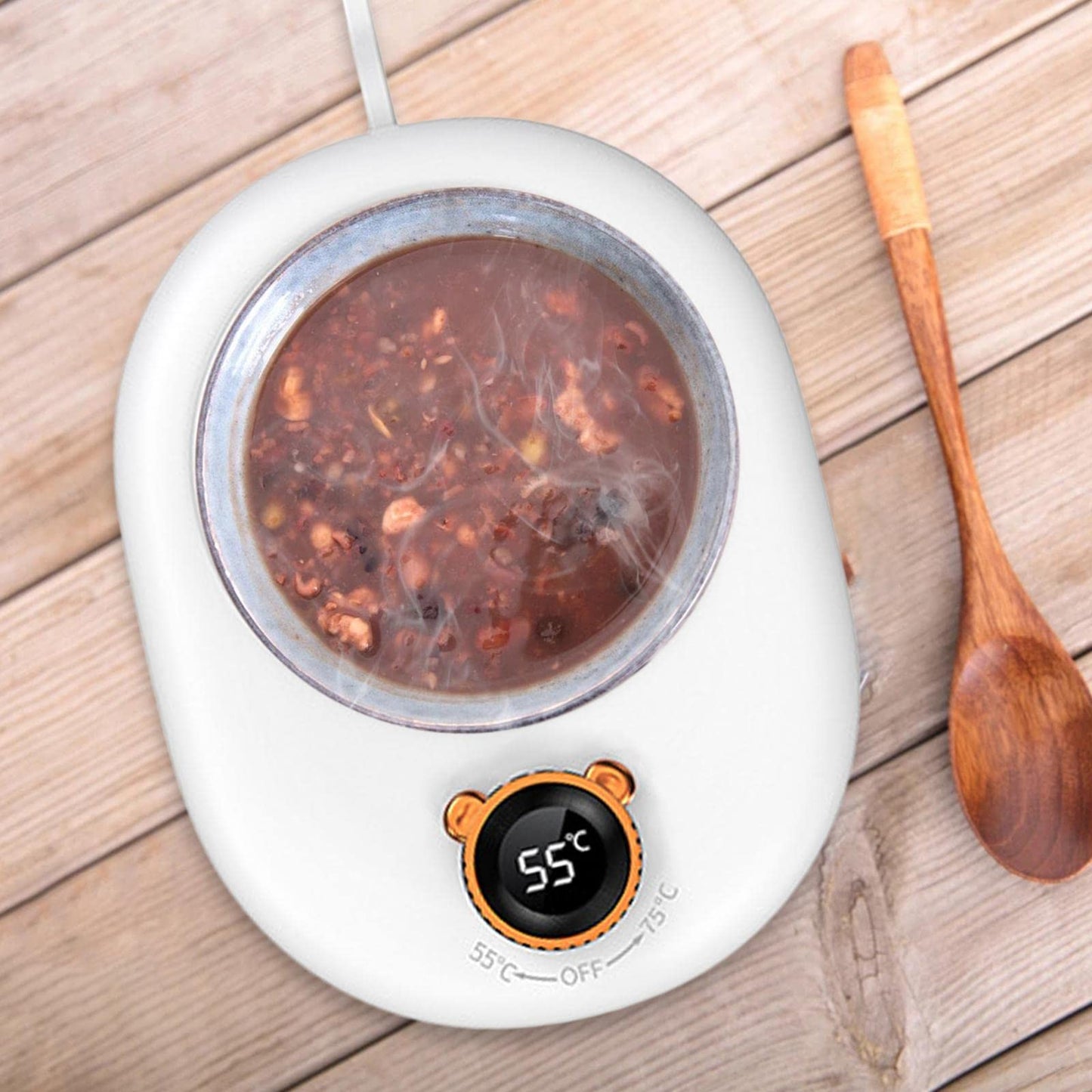 FABLOFTCoffee Mug Warmer Cup Heating Plate 2 Temparature Settings for Home Office White