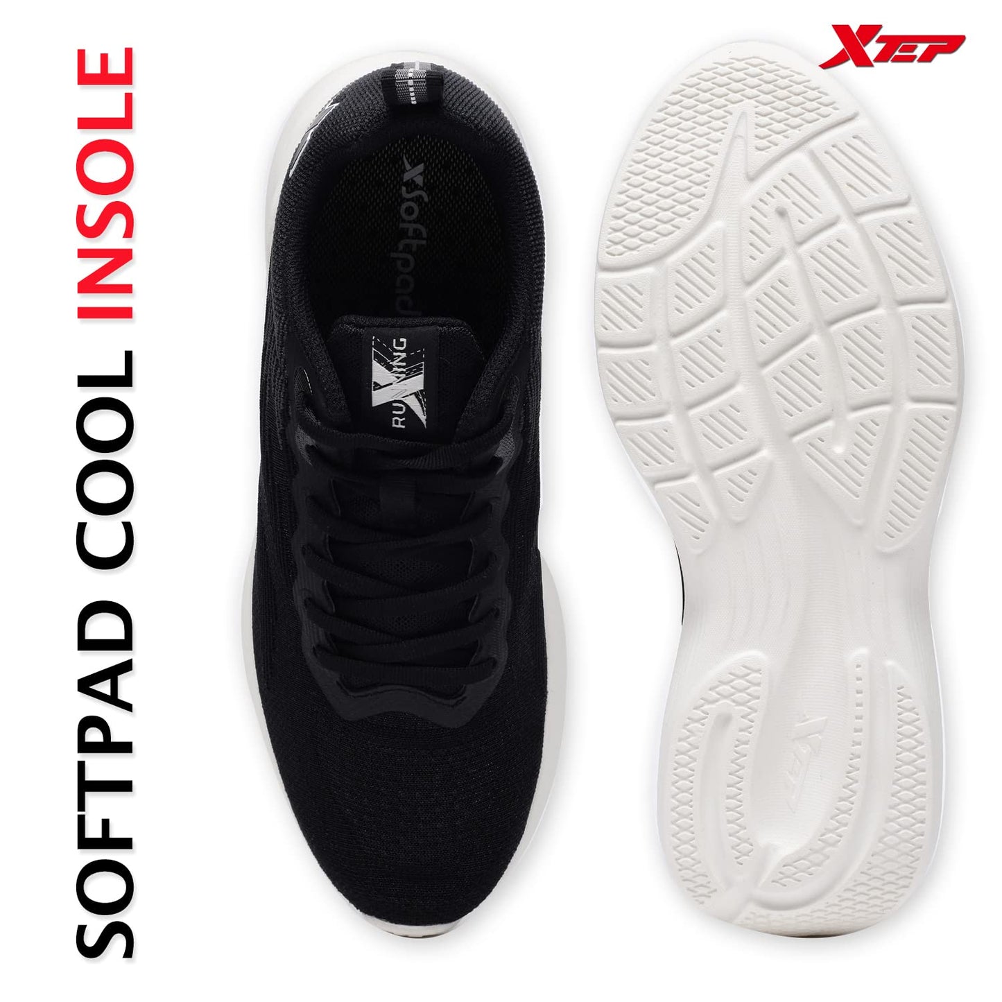 XTEP Women's Black EVA Foam Outsole Comfort Sports Running Shoes (6 UK)